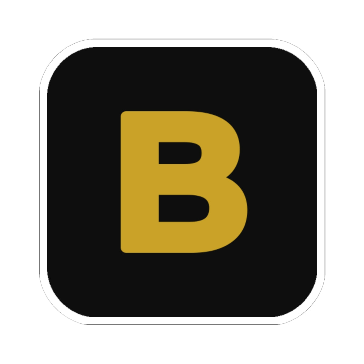 Black square with a yellow 'B' in the center