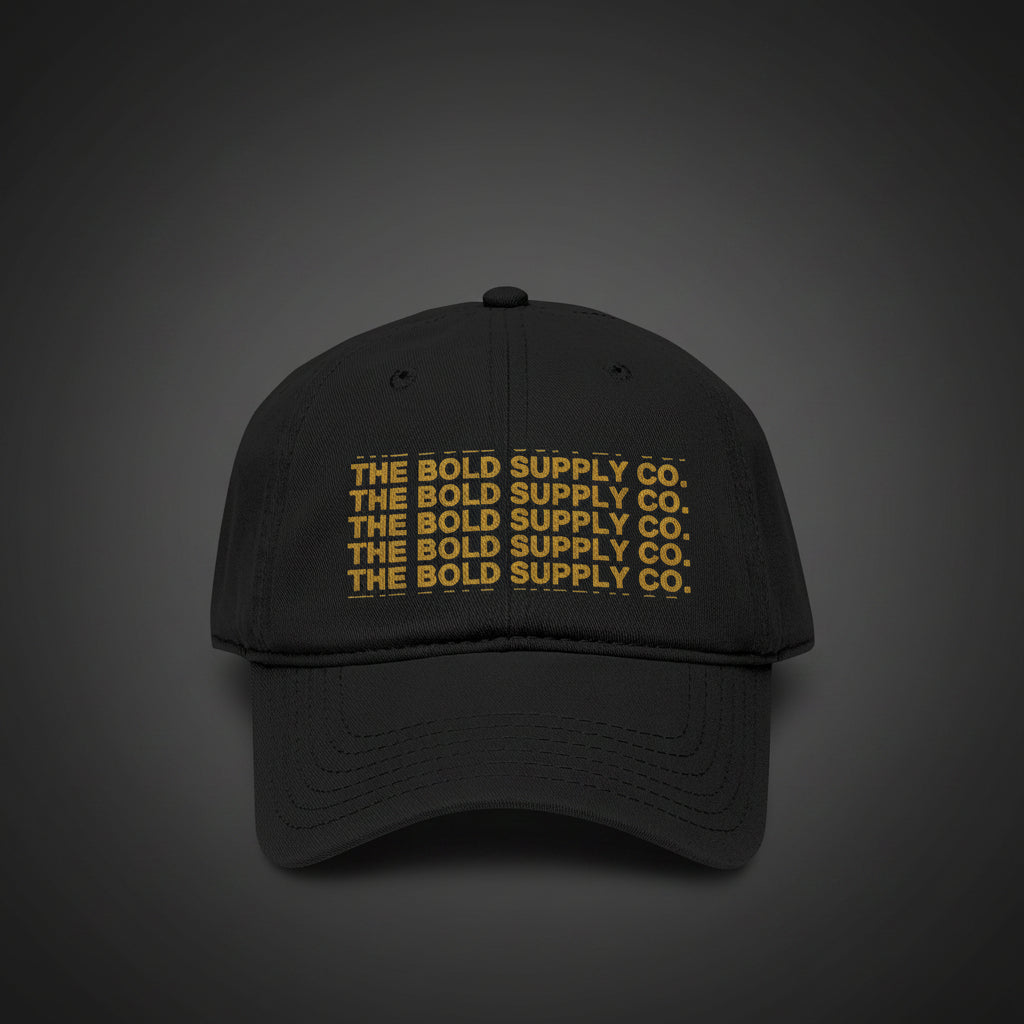 The Bold Supply Co. Cap — Black- Gold Stack / Khaki- B emblem