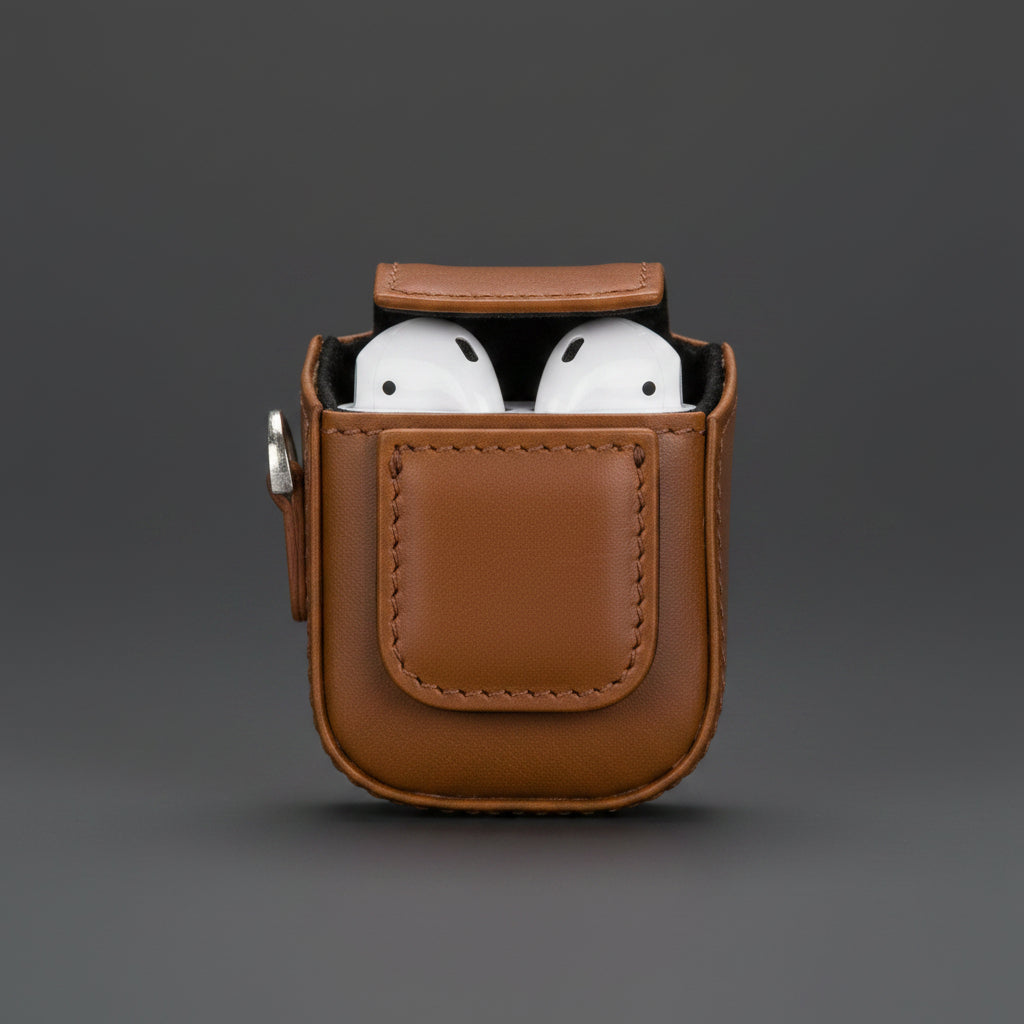 Aurora Luxury Leather AirPods Case with Attached Wrist Strap