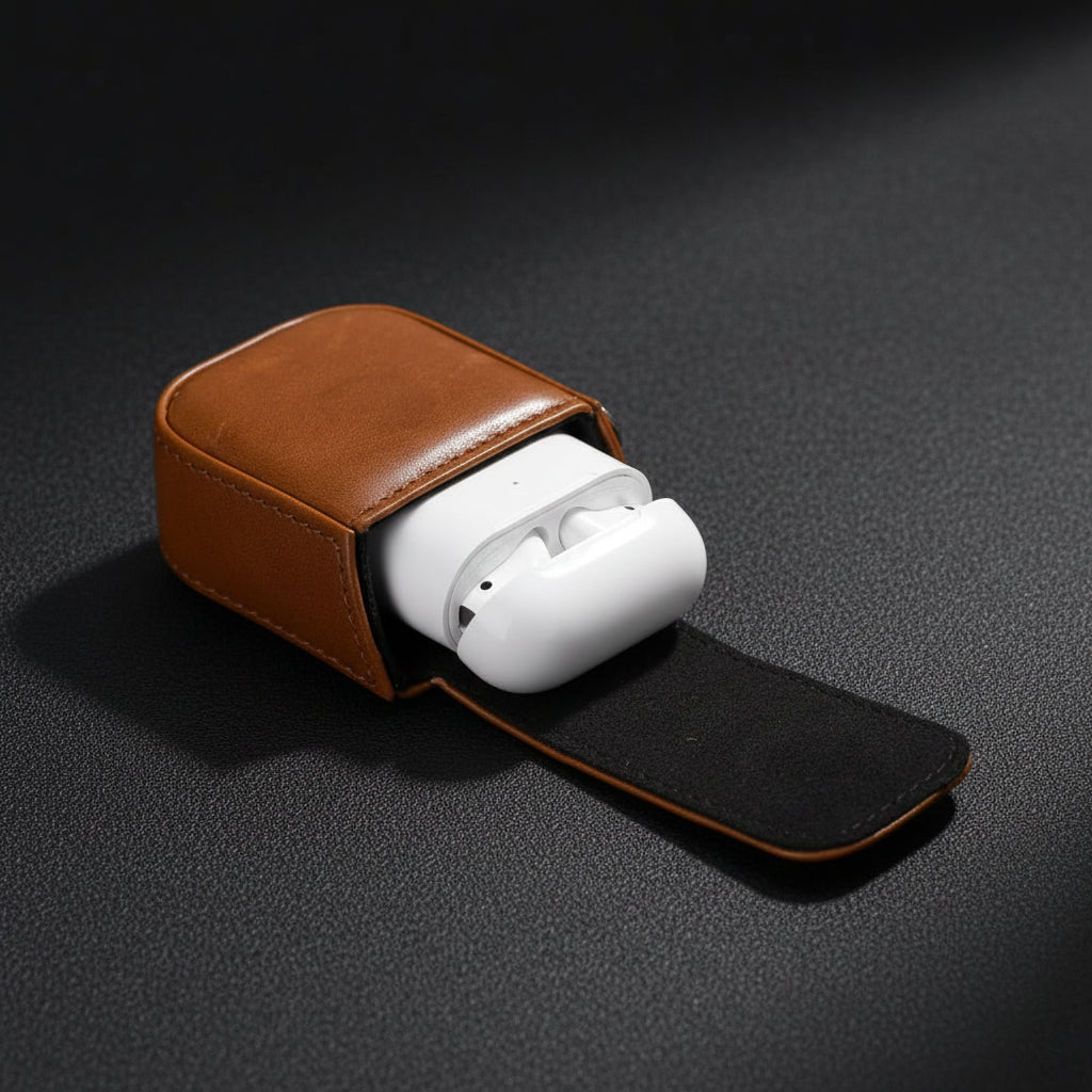 Aurora Luxury Leather AirPods Case with Attached Wrist Strap